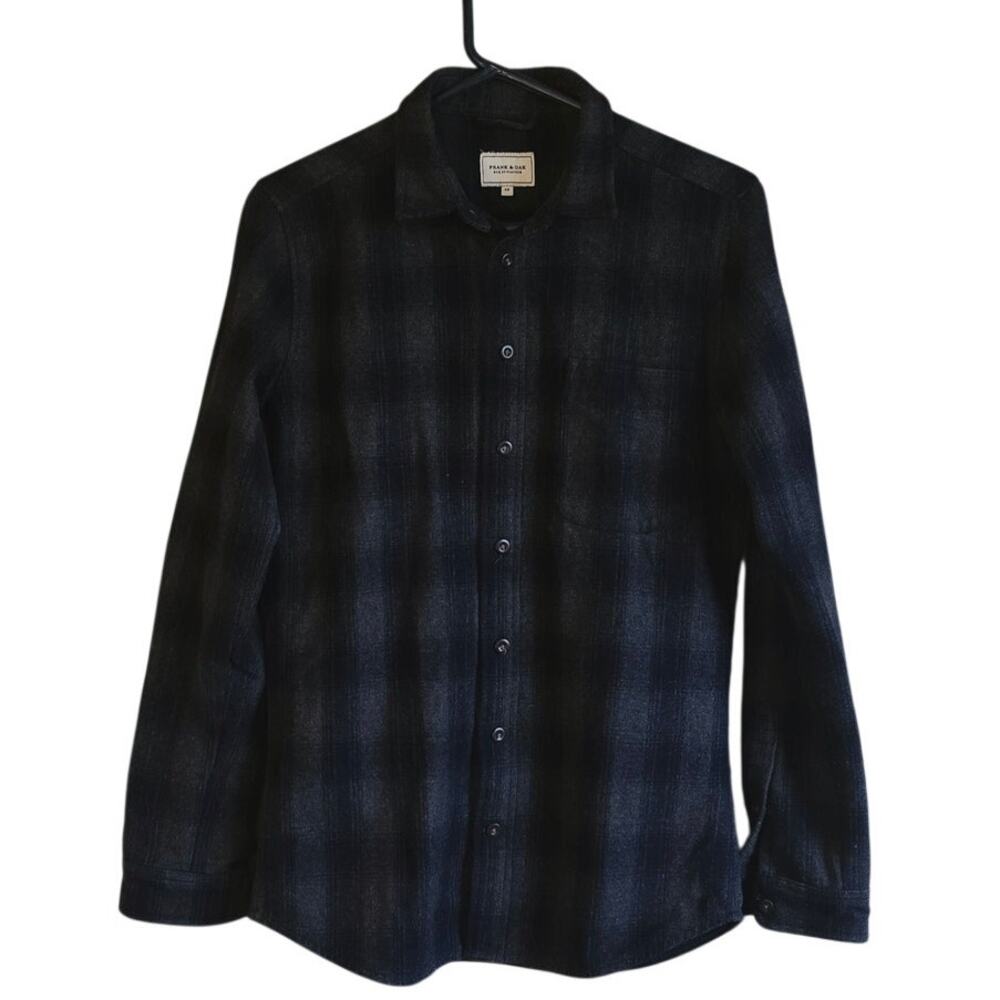 Frank and Oak wool blend plaid button front shirt size xs